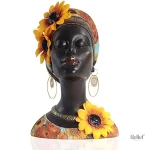 Sculpture décorative buste d'Afrique artisanale