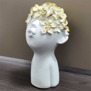 Buste blanc avec papillon doré, statue décorative 19 cm