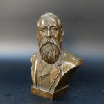 Buste en bronze de Friedrich Engels, 17 cm de hauteur