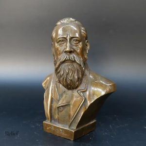 Buste en bronze de Friedrich Engels, 17 cm de hauteur