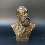 Statue en bronze véritable, buste d'Engels, 17 cm