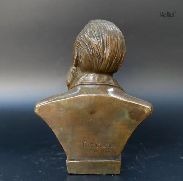 Sculpture buste en bronze, Friedrich Engels, 17 cm