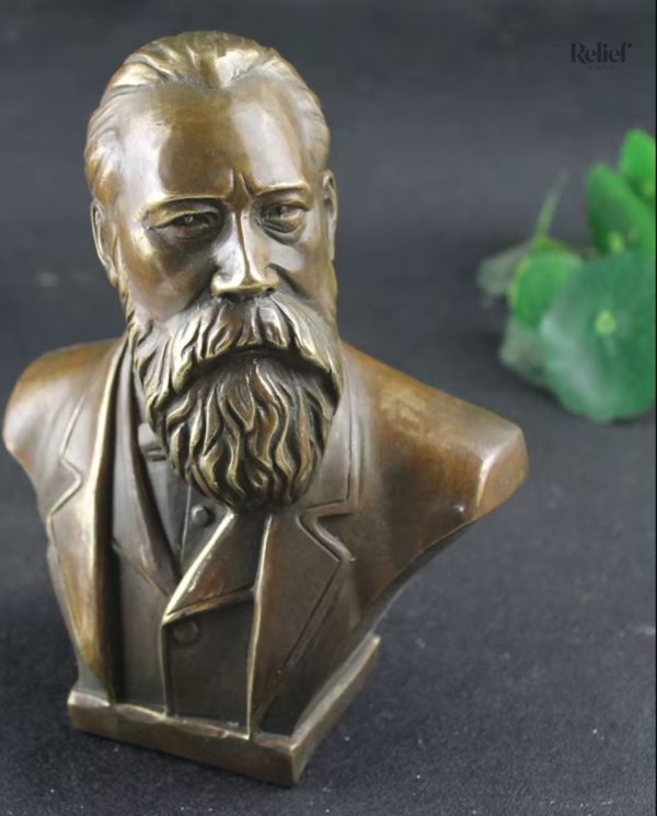 Buste décoratif, Friedrich Engels, matériau en laiton