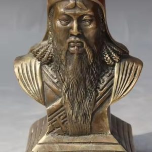 Buste de Gengis Khan en laiton, 13 cm de hauteur