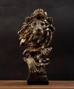 Buste de lion décoratif en résine, hauteur 41 cm
