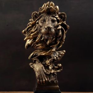 Buste de lion décoratif en résine, hauteur 41 cm