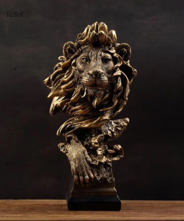 statue-buste-lion-41-cm-1 Buste de lion décoratif en résine, hauteur 41 cm