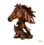 Buste cheval en résine imitation bois 27 cm