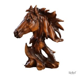 Buste cheval en résine imitation bois 27 cm