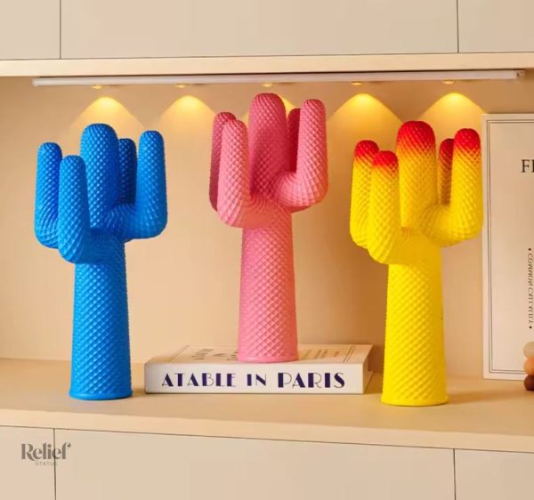 Décoration cactus en résine, couleur bleue, 30 cm de hauteur