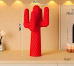 Statue de cactus rouge en résine, 30 cm de hauteur
