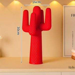 Statue de cactus rouge en résine, 30 cm de hauteur