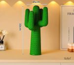 Statue cactus design vert en résine 30 cm pour décoration intérieure