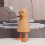 Statue canard en bois nordique 17 cm, décoration unique