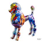 Statue de chien caniche multicolore