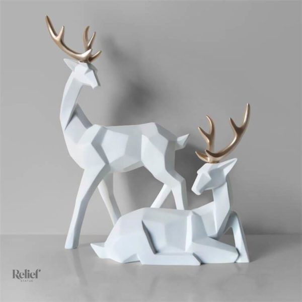 Biche en origami, duo décoratif