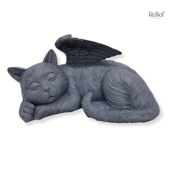 statue-chat-ange-1 Statue de chat ange décorative en résine douce