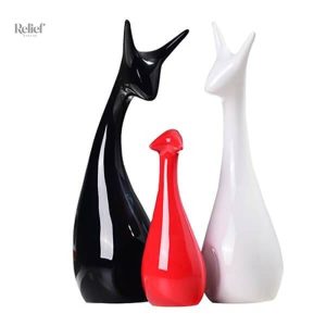 Statue de chat en céramique, design élégant