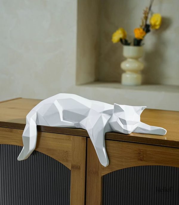 statue-chat-couche-origami-blanc-15-cm-1 Statue chat couché origami blanc 15 cm