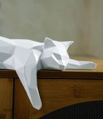 Statue origami en forme de chat blanc, décoration moderne