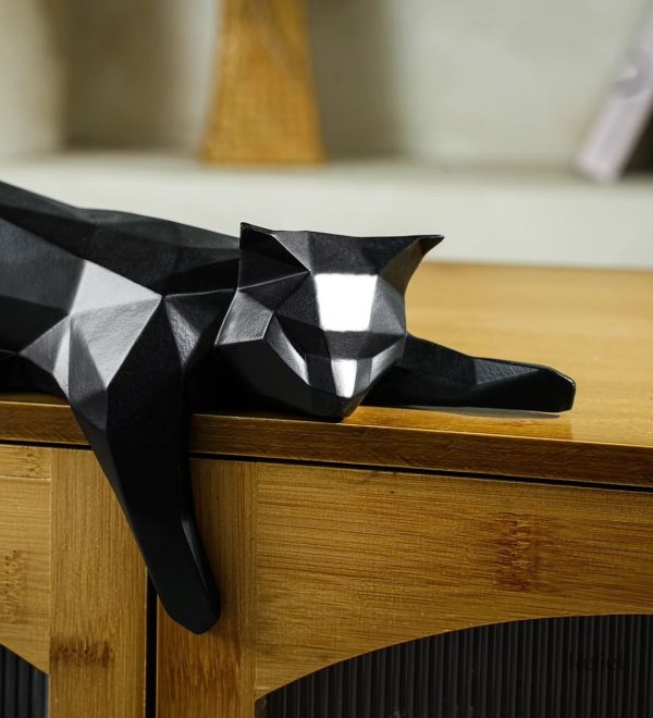 Décoration en résine, statue noire de chat, art contemporain