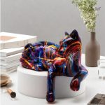 Chat en résine, statue 15 cm, design élégant et moderne