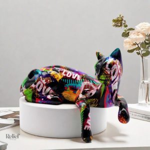 Décoration intérieure, statue de chat, résine moderne 15 cm