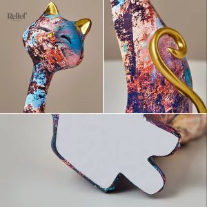Statue artistique chat, style graffiti, 24 cm
