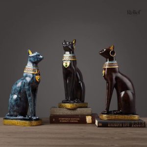 Détails de la statue chat Bastet élégante et expressive