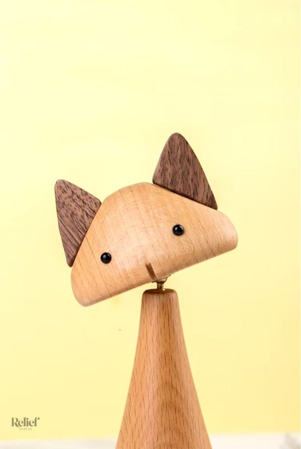 Statue moderne de chat en bois, 16 cm de hauteur