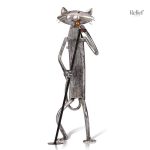 Statue en métal de chat musicien chanteur