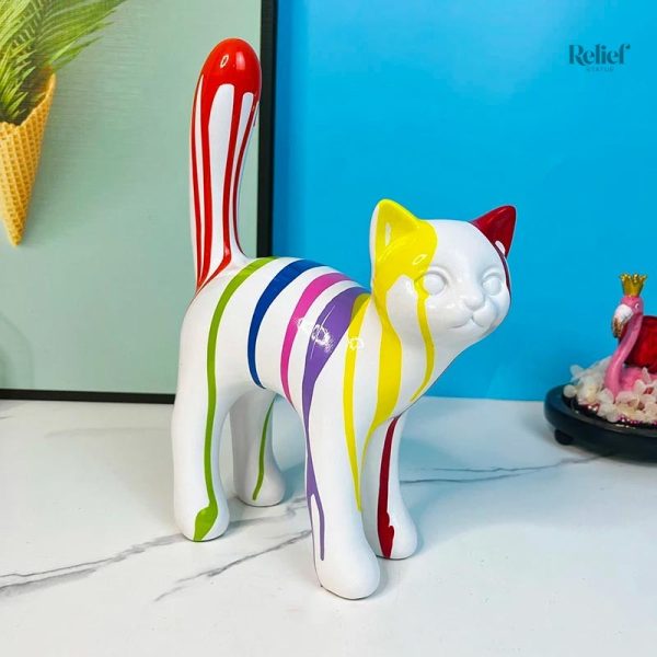 Chat en résine, figurine artistique