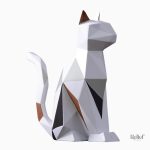 Statue chat origami 19 cm décorative en papier plié