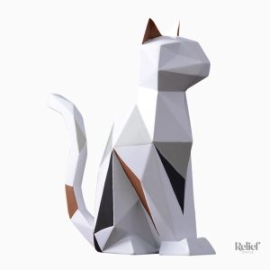 Statue chat origami 19 cm décorative en papier plié
