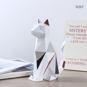 Figurine origami chat moderne 19 cm pour décoration intérieure