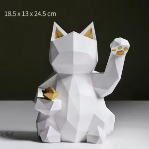 Figurine origami représentant un chat en couleur blanche élégante