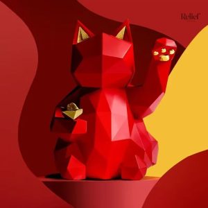 Chat origami coloré dans un design contemporain