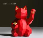 Sculpture originale en forme de chat en papier plié rouge
