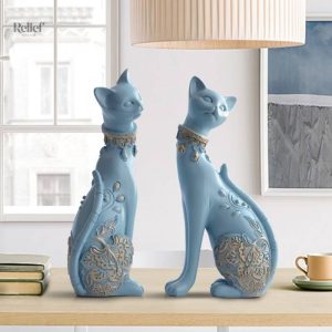 Élégante statue de chat en deux pièces pour décoration intérieure