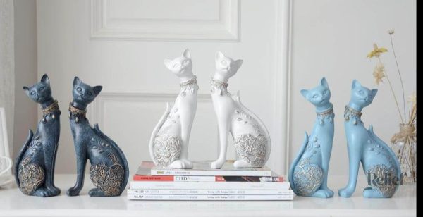 Décoration en deux parties représentant un chat stylisé
