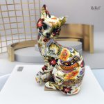 Statue chat en résine assis style japonais 21 cm
