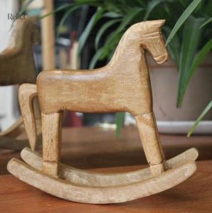 Statue cheval à bascule en bois, 19 cm, décoration intérieure