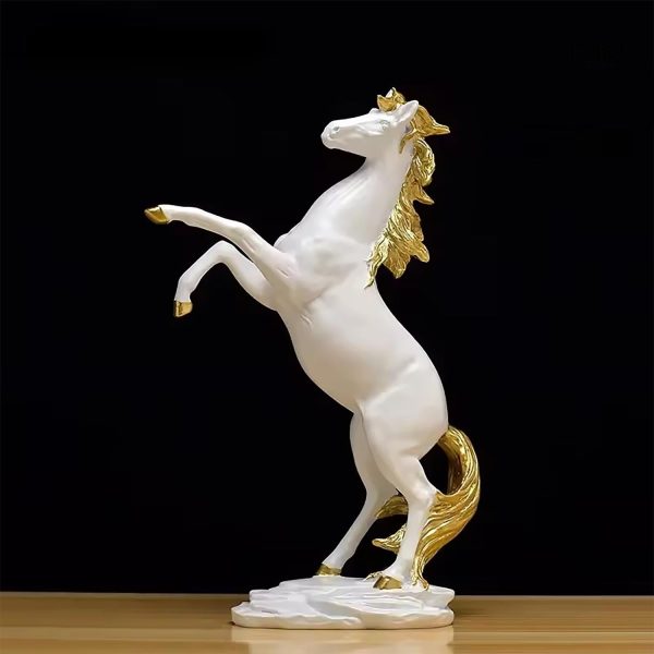 statue-cheval-cabre-blanc-criniere-doree-30-cm-1 Statue cheval cabré blanc avec crinière dorée 30 cm