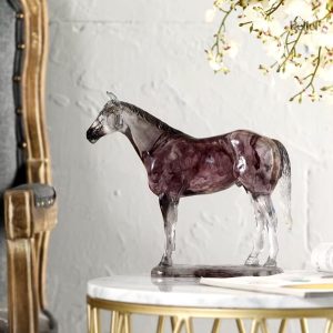 Cheval en résine transparente, décoration élégante pour intérieur