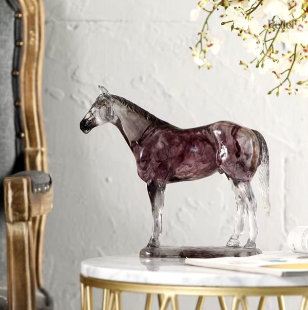 Cheval en résine transparente, décoration élégante pour intérieur