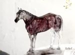 Statue décorative cheval, résine claire, 23 cm de haut