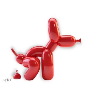 Statue chien avec ballon "Poop" en résine