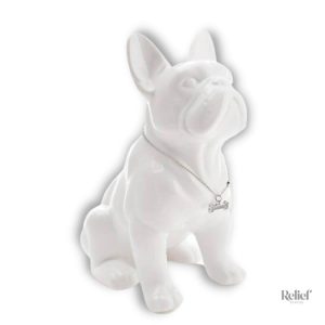 Statue de chien bouledogue 31 cm en résine décorative