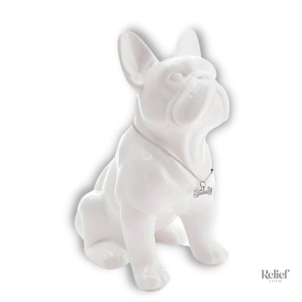 Statue de chien bouledogue 31 cm en résine décorative