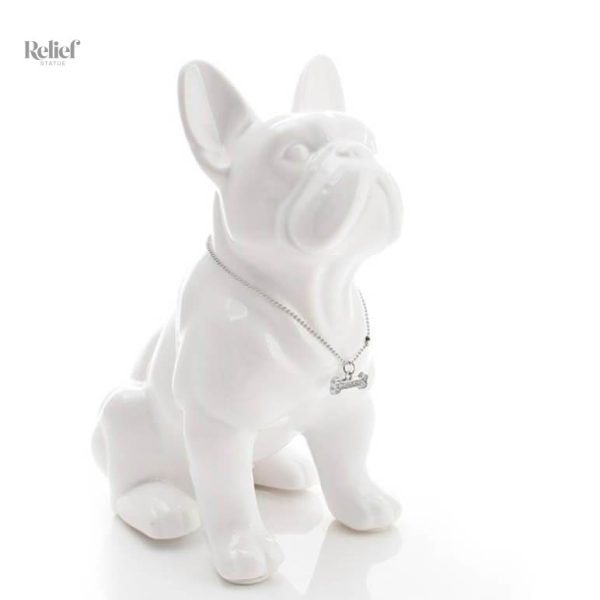Statue en résine de bouledogue, 31 cm, look moderne